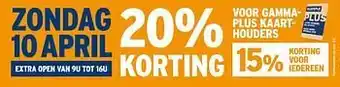 GAMMA 20% korting voor gammaplus kaarthouders aanbieding