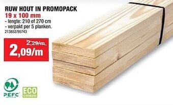 Hubo Ruw hout in promopack aanbieding