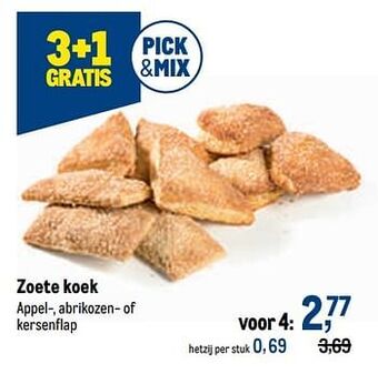 Zoete koek appel-, abrikozen- of kersenflap
