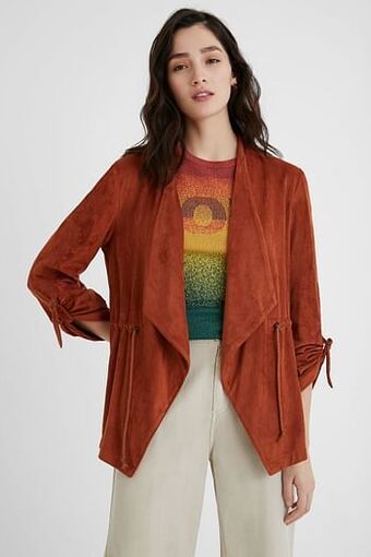 Desigual Open jasje van leatherlook stof - YELLOW - M aanbieding
