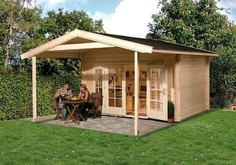 Brico Weka tuinhuis met overkapping 137 Type A GR1 380x500cm aanbieding