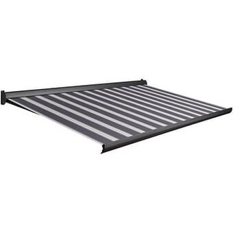 Brico Domasol zonnetent manueel ’Factor 10-A’ blauw/wit smalle strepen 400 x 250 cm aanbieding