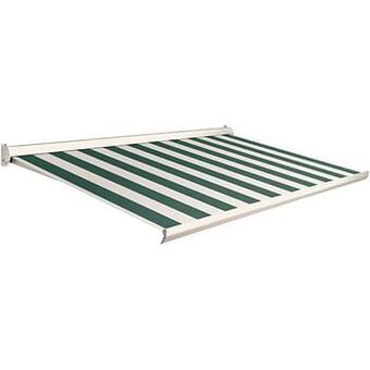 Brico Domasol zonnetent manueel ’Factor 10-C’ groen/witte strepen 450 x 250 cm aanbieding