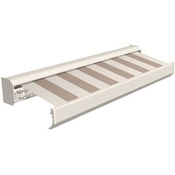 Brico Domasol zonnetent elektrisch met afstandsbediening ’Factor 30-A’ beige/wit brede strepen 400 x 300 cm aanbieding