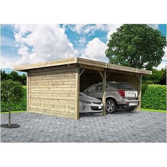 Brico Solid carport combinatie ’S7757’ hout 35 m² aanbieding