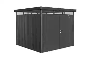 Brico Biohort tuinhuis HighLine H4 dubbele deur donkergrijs 275x275cm aanbieding