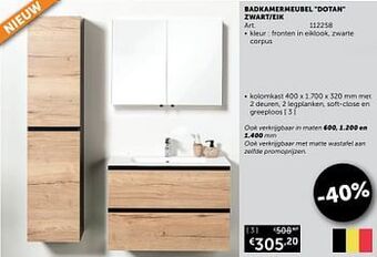 Zelfbouwmarkt Badkamermeubel dotan zwart-eik kolomkast aanbieding