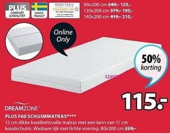 Jysk Plus f60 schuimmatras aanbieding