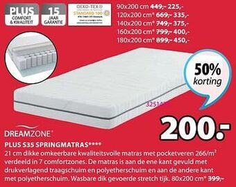 Jysk Plus s35 springmatras aanbieding