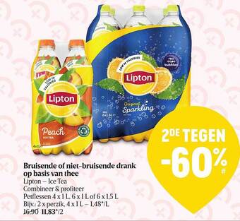 Delhaize Bruisende Of Niet Bruisende Drank Op Basis Van Thee aanbieding
