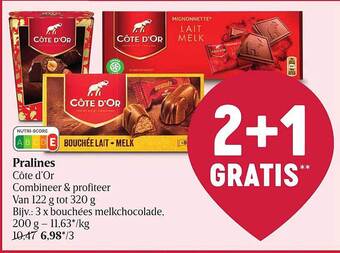 Delhaize Pralines Côte D'or aanbieding