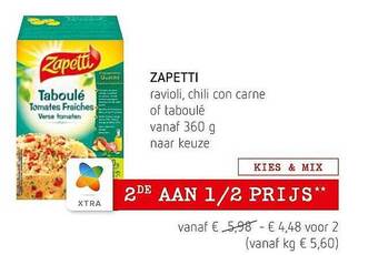 Zapetti Ravioli, Chili Con Carne Of Taboulé