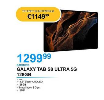AUVA Samsung Galaxy Tab S8 Ultra 5g 128gb aanbieding