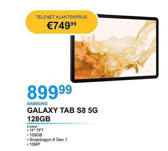 AUVA Samsung Galaxy Tab S8 5g 128gb aanbieding