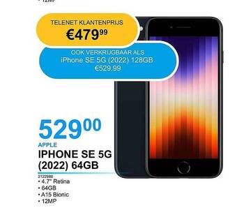 AUVA Apple Iphone Se 5g 2022 64gb aanbieding
