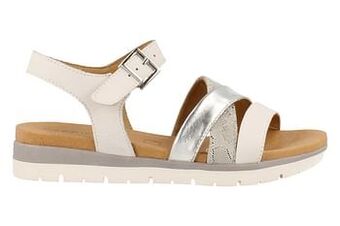 Berca Shoes Caprice Sandaal Op Sleehak Dames Volledig Leder Comfort - Wit aanbieding