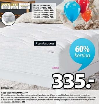 Jysk Gold s50 springmatras aanbieding