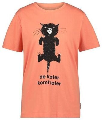 HEMA HEMA Dames T-shirt Siepie Kater Komt Later Koraal (koraal) aanbieding