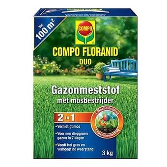 Brico Compo gazonmeststof met mosbestrijder ’Floranid Duo’ 3 kg aanbieding