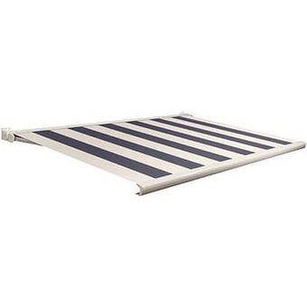 Brico Domasol zonnetent elektrisch ’Factor 20-C’ blauw/wit brede strepen 400 x 300 cm aanbieding