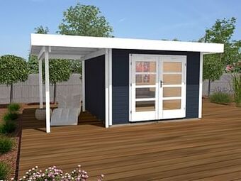 Brico Weka tuinhuis met overkapping 126 Type A GR2 antraciet 300x500cm aanbieding