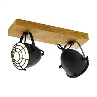 Leen Bakker EGLO 2-spot Gateback - hout/zwart - Leen Bakker aanbieding