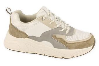 Berca Shoes Super Cracks Sneaker Laag Dames Dadsneaker - Beige aanbieding