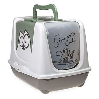 Zooplus - Grijs/ groen/ wit - Simon’s Cat Kattenbak aanbieding