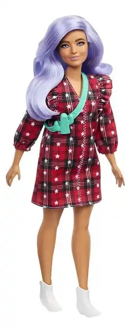Dreamland Barbie mannequinpop Fashionistas Curvy 157 - Red Plaid Dress aanbieding
