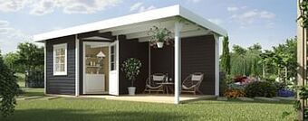 Brico Weka tuinhuis met overkapping 213+ Type B GR2 antraciet 298x601cm aanbieding