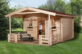 Brico Weka tuinhuis met overkapping 138 Type B GR2 380x580cm aanbieding