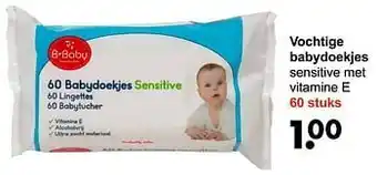 Wibra Vochtige babydoekjes sensitive met vitamine e aanbieding