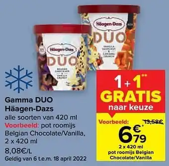 Carrefour Pot roomijs belgian chocolate-vanilla aanbieding
