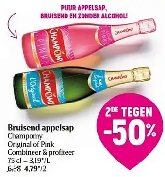 Bruisend appelsap champomy original of pink