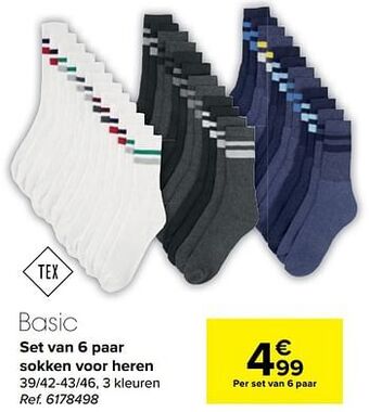 Carrefour Set van 6 paar sokken voor heren aanbieding