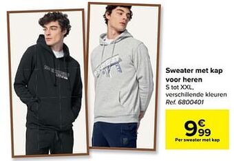 Carrefour Sweater met kap voor heren aanbieding