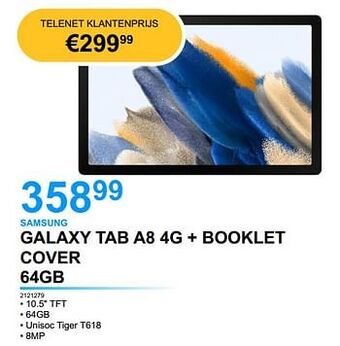 AUVA Samsung galaxy tab a8 4g + booklet cover 64gb aanbieding