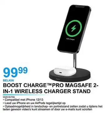 AUVA Belkin boost charge pro magsafe 2- in-1 wireless charger stand wiz010vfbk aanbieding