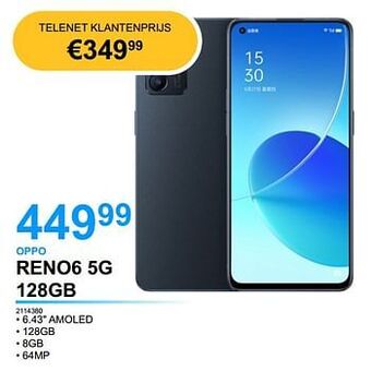 AUVA Oppo reno6 5g 128gb aanbieding