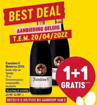 Faustino v reserva 2016 rode wijn uit spanje