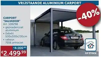 Zelfbouwmarkt Vrijstaande aluminium carport carport salvador aanbieding
