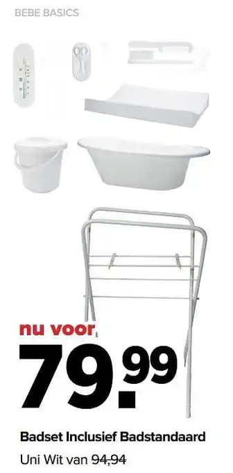 Baby-Dump Bebe basics badset inclusief badstandaard uni wit aanbieding