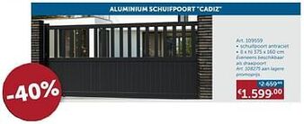 Zelfbouwmarkt Aluminium schuifpoort cadiz aanbieding