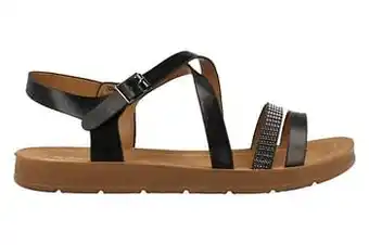 Berca Shoes Super Cracks Sandaal Plat Dames - Zwart aanbieding
