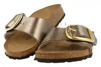Berca Shoes Birkenstock Slipper Dames Madrid Big Buckle - Brons aanbieding