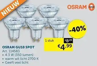 Zelfbouwmarkt Osram gu10 spot Art. 114583 4.3W aanbieding