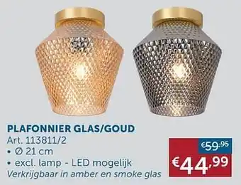 Zelfbouwmarkt Plafonnier glas-goud aanbieding