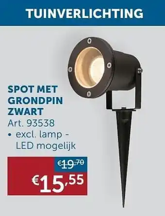 Tuinverlichting spot met grondpin zwart Art. 93538