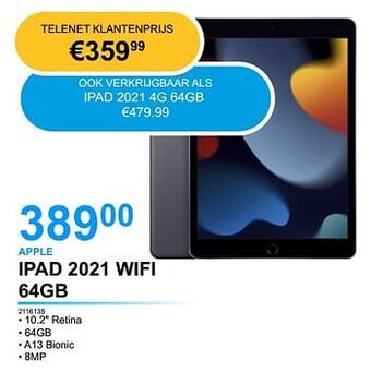 Derco Systems Apple ipad 2021 wifi 64gb aanbieding