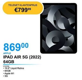 EHBO PC Apple ipad air 5g 2022 64gb aanbieding